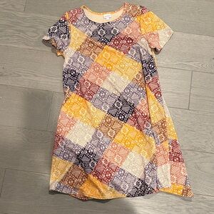 LuLaRoe Casual Dress - Yellow, Purple, Cream